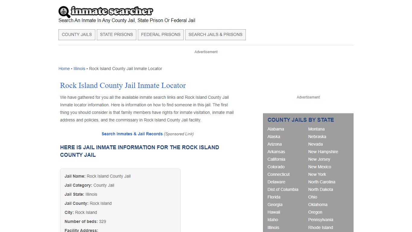 Rock Island County Jail Inmate Locator - Inmate Searcher
